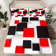 thumbnail image 2 of Erosebridal Red Black Checkered Bed Sheets Queen, Modern Abstract Grid Bedding Sets Queen Size 4-Piece, 2 of 7