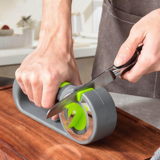 6 In 1 Adjustable Kitchen Sharpener With Non Rubber Base And Ergonomic Handle Suitable For Chef Serrated Scissors And Outdoor For Easy Sharpening Dryer Clothes Catcher Nail Scrub Brush Dusting Wipes