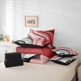 thumbnail image 4 of YST Rasberry Red Pink Grey 7-Piece Comforter Set, Aesthetic Wave Bed in a Bag, Queen, Geometric Stripe, Modern Abstract Bedding Set, 4 of 4