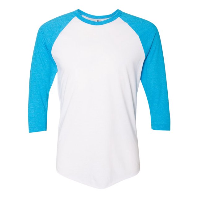 T-shirt Raglan à Manches Trois-Quarts 5050, 2XL, Bleu Chiné Blanc