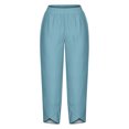 thumbnail image 4 of RXIRUCGD Women's Summer Comfortable Loose Wide Legged Fashion Solid Color Capris, Light Blue, Size: 3XL, 4 of 5