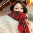 thumbnail image 2 of Christmas Tree Pattern Knit Scarf Retro Red Warm Thick Scarf Autumn Winter Coldproof Decoration Neck Guard Scarf Ladies Christmas Gift, 2 of 6