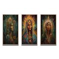 thumbnail image 2 of Designart "Holy Mary Radiating Aura IV" Christianism Framed Wall Art Set Of 3 - Green Traditional Frame Gallery Wall Set For Home Decor, 2 of 6