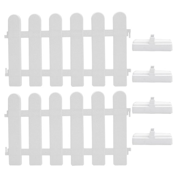 LIFKOME 1 Set of PVC Fence White Decorative Fencing for Outdoor Use with Plug-in Installation