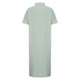 thumbnail image 3 of AherBiu Robe Chemise à Boutons pour Femmes en Coton et Lin, Col à Revers, Col en V, Manches Courtes, Robes Maxi pour Femmes, 3 of 6