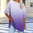 thumbnail image 2 of Kaemgyyd Womens Oversized T Shirts Half Sleeve Crewneck Gradient Summer Tops Casual Loose Plus Size Basic Tees, 2 of 7