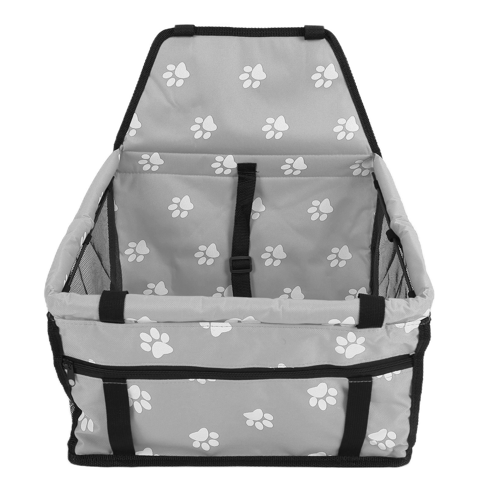 Pet Dog Booster ,Portable Pet Carrier Cage, Pet Car  Oxford Cloth Bear Paw Pattern Pet Carrier Cage Washable Pet Car Travel Safety  with Support