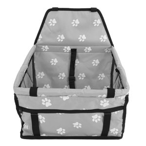 Pet Dog Booster ,Portable Pet Carrier Cage, Pet Car  Oxford Cloth Bear Paw Pattern Pet Carrier Cage Washable Pet Car Travel Safety  with Support