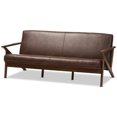 thumbnail image 1 of Baxton Studio Bianca Sofa en Similicuir Brun Foncé et Brun Noyer, 1 of 8