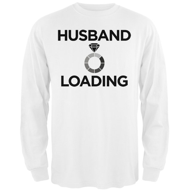 Valentine's Day Husband Loading White Adult Long Sleeve T-Shirt