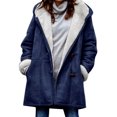 thumbnail image 1 of Innerwin Jacket Long Sleeve Ladies Coat Holiday Buttons Baggy Outwear Blue M, 1 of 3