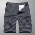 thumbnail image 1 of Mens Shorts Men Casual Solid Zipper Button Pockets Elastic Waist Cropped Cargo Shorts, 1 of 9