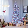 thumbnail image 2 of Patiojoy 7FT Pre-lit Artificial Christmas Tree Hinged Pencil Xmas Tree w/670 Branch Tips 350 Cold-white LED Lights, 2 of 10