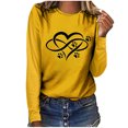 thumbnail image 1 of Besolor Tuniques Automne Printemps pour Femmes 2024 Imprimé Cœur Col Rond Manches Longues Chemises Décontractées Amples Blouse Tee, 1 of 3