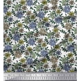 thumbnail image 1 of Soimoi Poly Georgette Fabric Leaves & Floral Block Print Fabric by The Yard 52 Inch Wide, 1 of 3