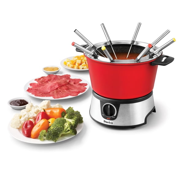 Starfrit Ensemble à fondue électrique The Rock 13 Pièces, Capacité 3L, Composants Emboîtables, Cordon Magnétique Rapide, Facile à Nettoyer, 1500W