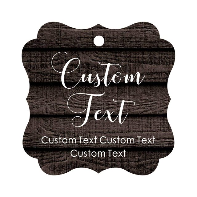 Darling Souvenir Personalized Paper Hang Tags Custom Text Wedding Party Gift Favor Tags -Dark Wood-100 Tags
