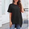 thumbnail image 2 of FAIWAD Women's Summer Plus Size Tops Short Sleeve Round Neck Tunic Tops Irregular Hem Tops with Pockets, 2 of 6