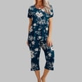 thumbnail image 1 of Fankiway Ensemble de Pyjama pour Femmes à Imprimé, Col Rond, Manches Courtes, Chemise de Nuit et Pantalon, Tenue d'Intérieur avec Poches, Ensemble pour Femmes, Tenues d'Été, Tenues d'Été pour Femmes, 3355 Pcs, 1 of 8