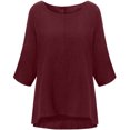 thumbnail image 1 of KIHOUT Hauts pour Femmes Printemps Hiver Couleur Unie Col Rond Manches Trois Quarts Hauts en Coton Blouse T-shirt, 1 of 3