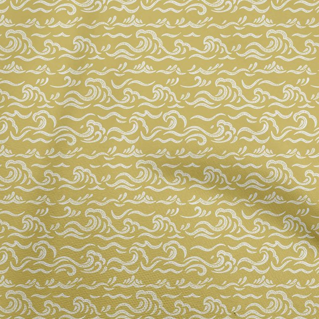 oneOone Silk Tabby Gamboge Yellow Fabric Asian Japanese Wave Craft Projects Decor Fabric Printed By The Yard 42 Inch Wide