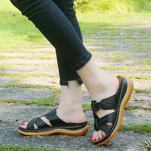 LSLJS Open Toe Super Soft Platform Women Summer Shoes Flat Sandals, Women's Slippers