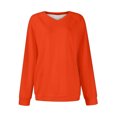 thumbnail image 4 of Chandails en Molleton Col en V pour Femmes Manches Longues Décontractées Tops Chandail Oversize, 4 of 5