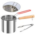 thumbnail image 1 of MesaSe Friteuse avec Panier Passoire en Acier Inoxydable avec Poignée Couvercle Mini Friteuse Réutilisable Condensateur d'Huile Bonne Conductivité Thermique pour Friture, 1 of 10