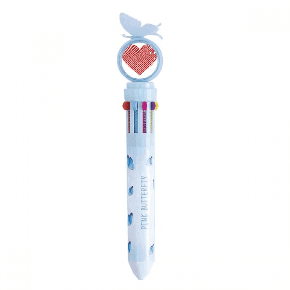 Red Valentine's Day Heart Pattern Retractable Multicolor Ballpoint Pen School Supplies
