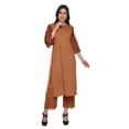thumbnail image 2 of Moomaya Ensemble Kurta Ethnique Imprimé Palazzo à Col Rond en Coton Slub pour Femmes Grande Taille, 2 of 5