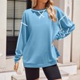thumbnail image 2 of Penkiiy Chandails à Manches Longues pour Femmes, Col Rond, Fermeture Éclair Latérale, Chandail Tendance Automne 2024, S Bleu, 2 of 7