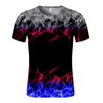 thumbnail image 3 of T-shirt à Manches Courtes pour Hommes avec Impression de Flammes et Col Rond, 3 of 8