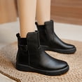 thumbnail image 2 of jovati Chaussures pour Femmes Bout Pointu Couleur Unie Chaudes à Fermeture Éclair Décontractées Rétro Talon Bas Couture Mode Bottines à Boucle de Ceinture, 2 of 9