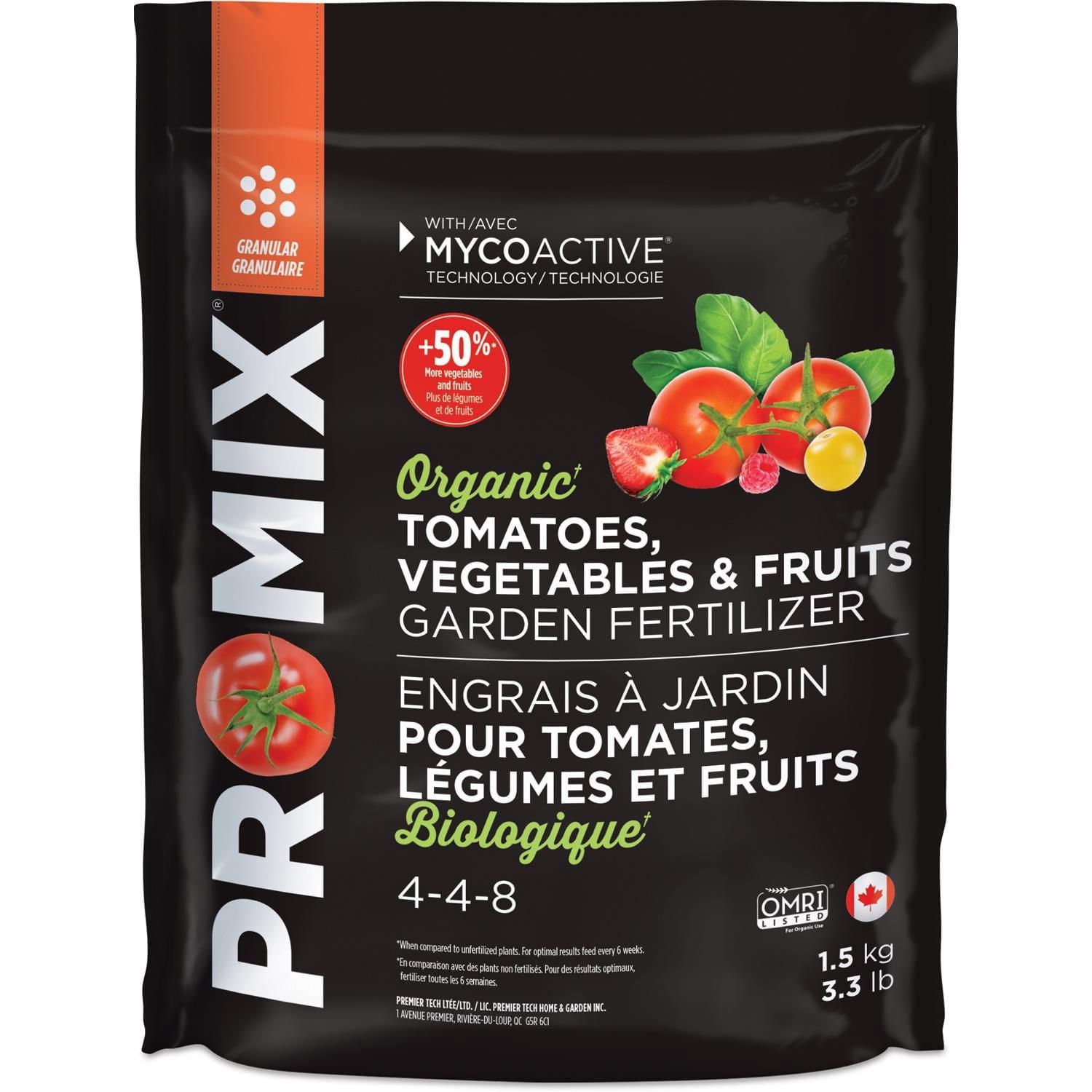 PRO-MIX® Organic Tomatoes, Vegetables & Fruits Garden Fertilizer 4-4-8, 1.5kg