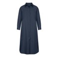 thumbnail image 4 of Robe Soleil Mode Femme Col Rabattu Ample Manches Longues Unie Mi-Mollet Robe Longue Chemises Habillées pour Femmes en Liquidation, 4 of 8