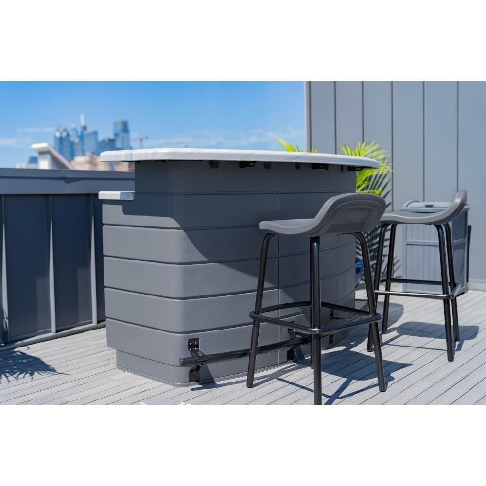 Bar de jardin Suncast Backyard Oasis, bar extérieur avec comptoir Marblecast, style moderne, résine – Gris froid