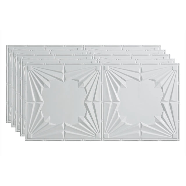 Fasade Art Deco Decorative Vinyl Ceiling Panel 2ft x 4ft 5 Pack Gloss White