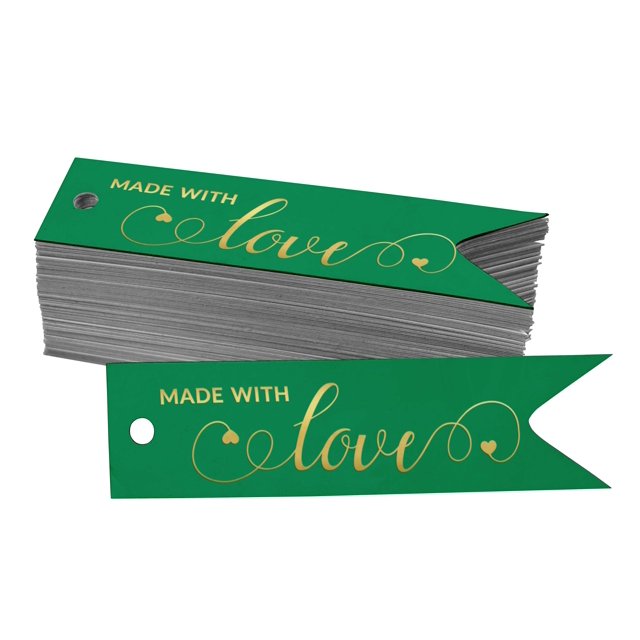 Inkdotpot Pack Of 50 Made With Love Text Favor Paper Tags Craft Real Gold Foil Hang Tags