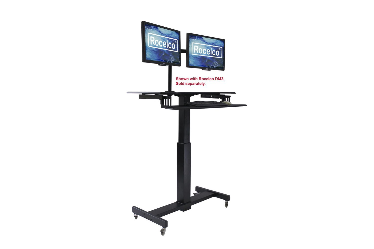 Rocelco Bureau debout mobile réglable en hauteur de 40 "- Bureau assis à domicile Bureau à domicile pour ordinateur d'école Élévateur de poste de travail pour ordinateur d'école - Plateau à clavier à