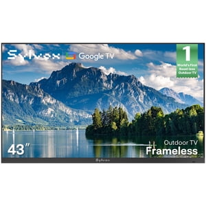 Sylvox 43" Extérieur TV, 4K Google intelligent TV, 1000 Sa luminosité, IP56 imperméable TV Pour Soleil partiel, Dolby Atmos, Design métal tout temps, sans cadre Series