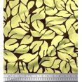 thumbnail image 1 of Soimoi Brown Modal Satin Fabric Basil Leaves Print Fabric by the Yard 42 Inch Wide, 1 of 3