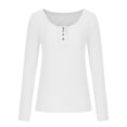 thumbnail image 3 of AherBiu Womens Long Sleeve Tops Ribbed Stretchy Slim Scoop Neck Basic Layer Top T Shirts Tunic Blouse, 3 of 7