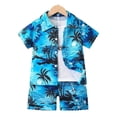 thumbnail image 1 of MIASHUI Toddler Boy Beach Outfit Set Summer Print Button Down Shirt Short Pants,Blue,6-7 Years, 1 of 6