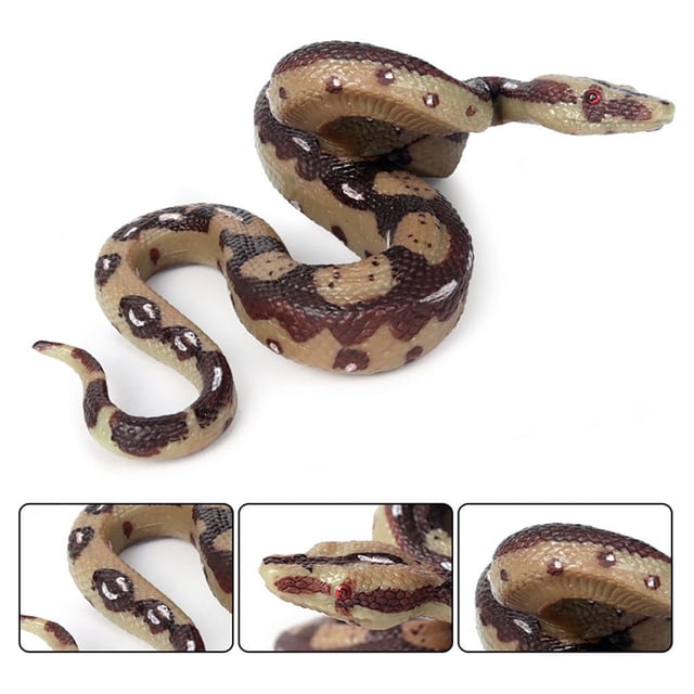Grand Serpent en Caoutchouc Réaliste, Jouet Serpent Farceur Fabriqué en Matériau PVC de Haute Qualité avec des textures Réalistes et une Peinture Détaillée. le Serpent Présente un Corps Enroulé avec un Motif Brun et beige, des Yeux Rouges et un design Réaliste. Idéal pour des Farces, des Décorations d'Halloween Ou comme Dissuasif de Jardin. Comprend un Serpent Jouet.