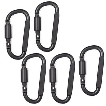 5 Pcs Carabiner Clip Aluminum D-Ring Locking Durable Strong and Light for Outdoor Camping