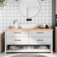 thumbnail image 1 of vidaXL Bathroom Countertop Light Brown 160x60x(2-4)cm Treated Solid Wood, 1 of 7