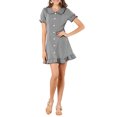 thumbnail image 1 of INSPIRE CHIC Women's Ruffle Peter Pan Collar Casual Button up Checkered Dress, 1 of 5