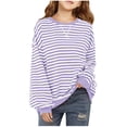 thumbnail image 2 of Cowsor Girls' Striped Long Sleeve Top – Round Neck (6-14Y), 2 of 7
