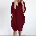thumbnail image 2 of Pompotops Robe Ample pour Femmes avec Poches, Col pour Dames, Hauts Longs Décontractés, Robe Grande Taille en Solde, 2 of 4