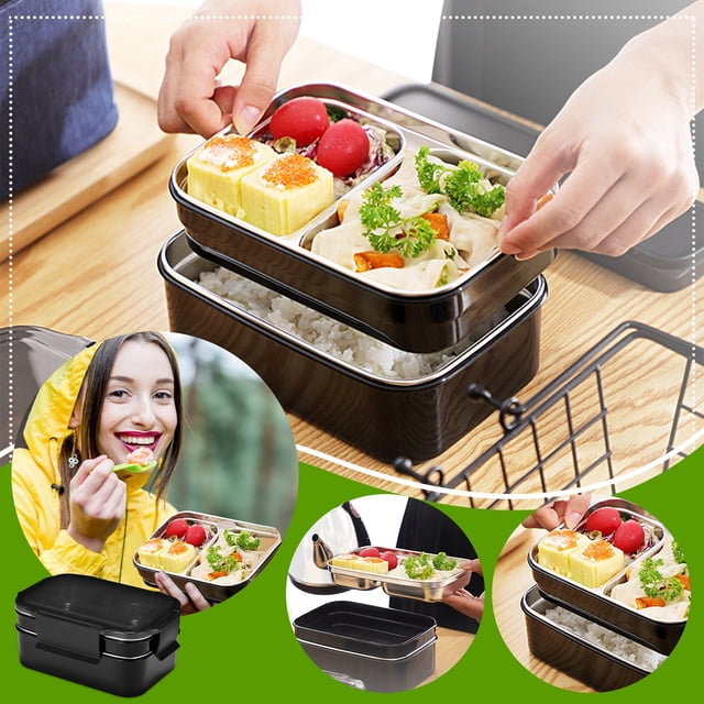 Pisexur Double-layer Stainless Steel Lunch Box Fresh-keeping Box Sealed Insulation Lunch Box